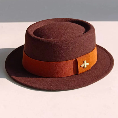 Bee Accent Pork Pie Fedora Hat