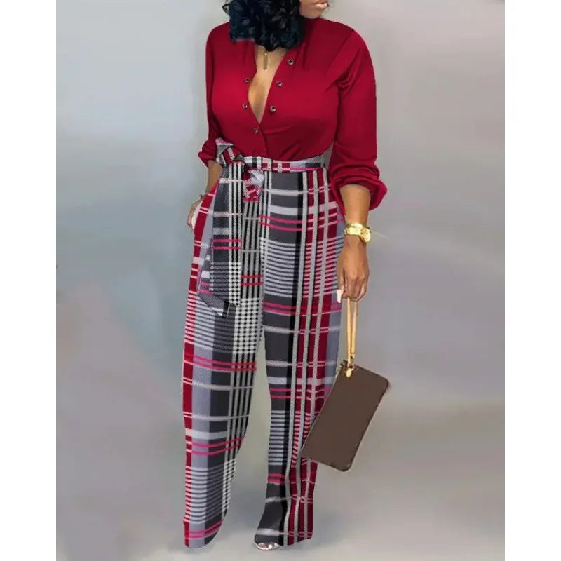 Elegant Tied Waist Long Sleeve Jumpsuit