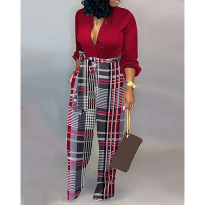 Elegant Tied Waist Long Sleeve Jumpsuit