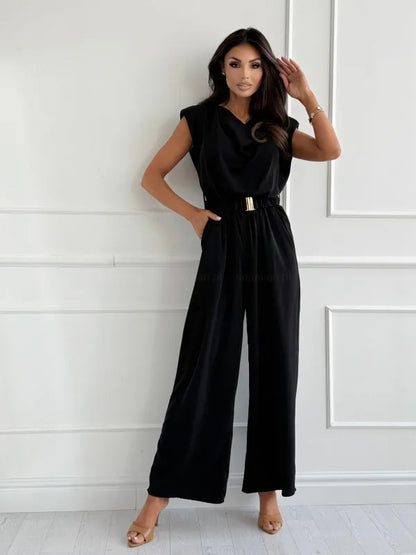 Sophia Elegant Wide Leg Jumpsuit with Belt