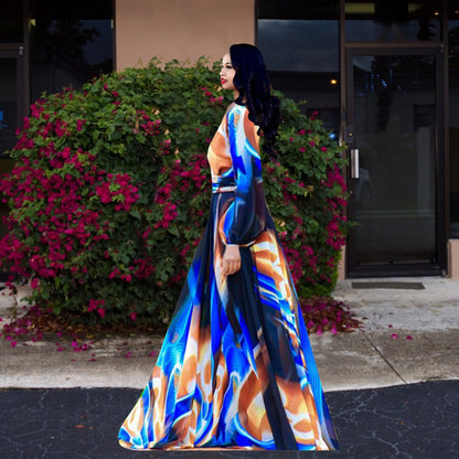 Women's Printed Wrap Maxi Dress