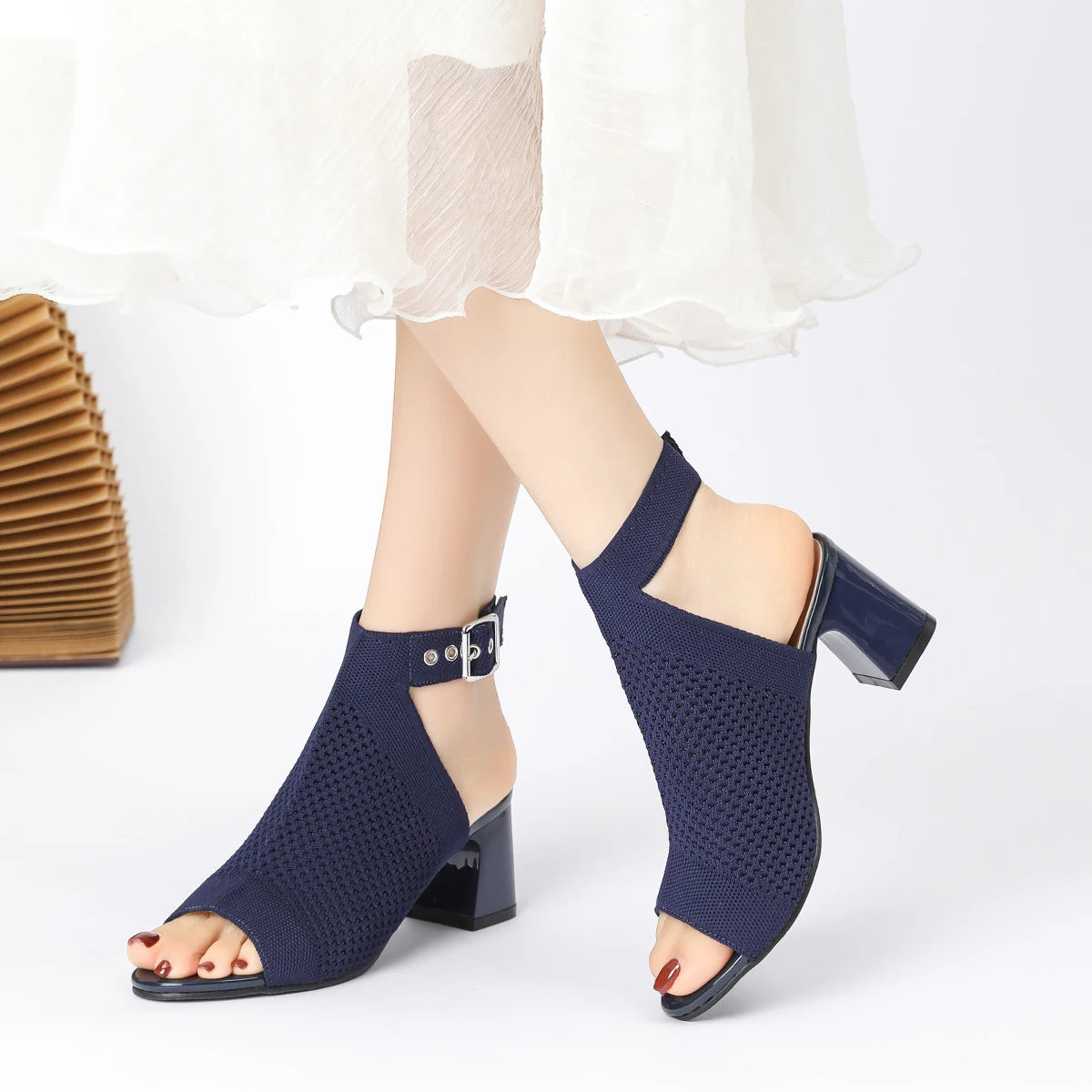 Chic Knit Peep Toe Sandals