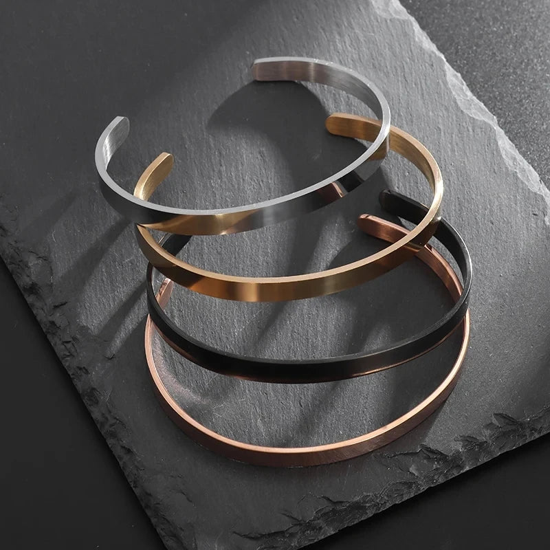 Polished Steel Open Cuff Bangle