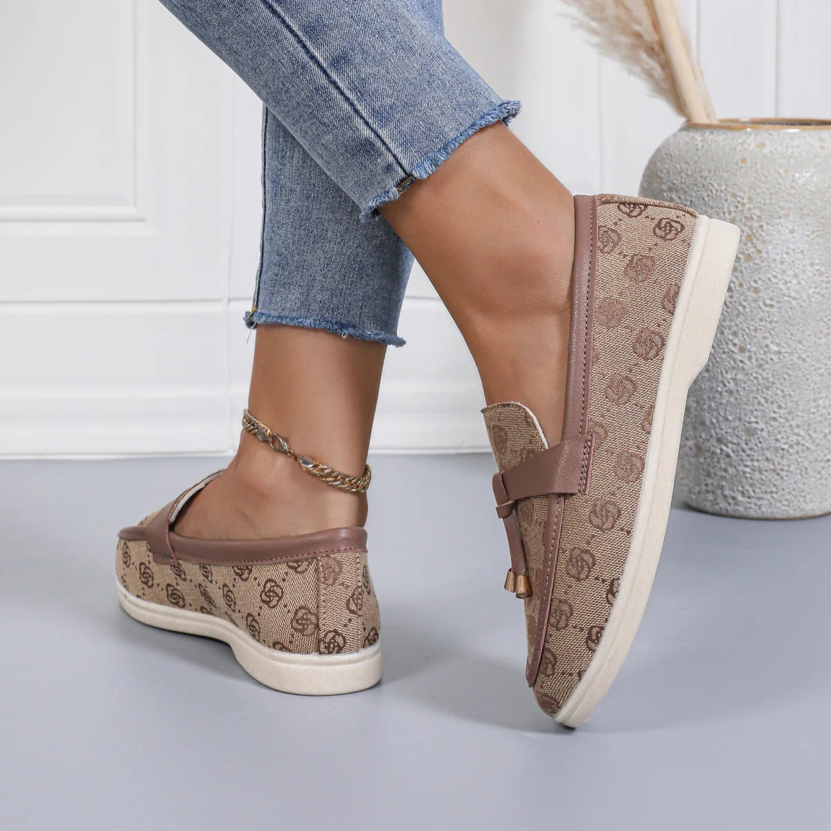 Lefu Women's Soft Leather Comfortable Flats