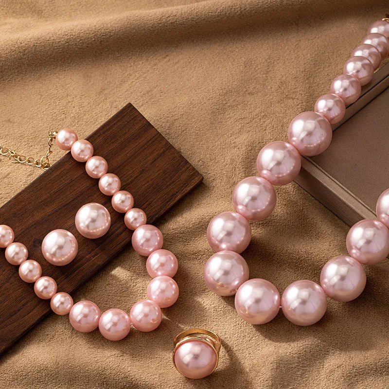 Chic Faux Pearl Statement Jewelry Set