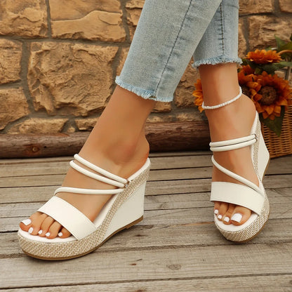 Luxe Woven Platform Wedge Sandals