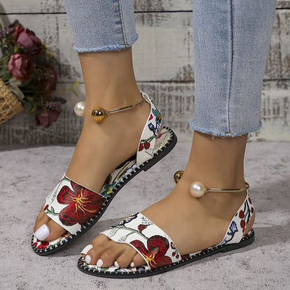 Pearly Bead Slingback Sandals