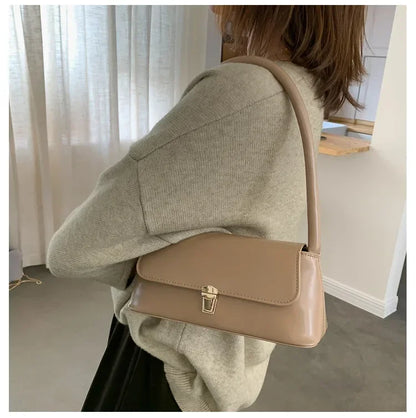 Minimalist Leather Baguette Shoulder Bag
