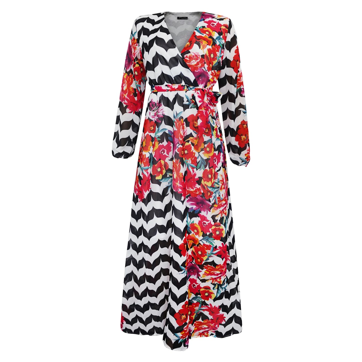 Women's Printed Wrap Maxi Dress