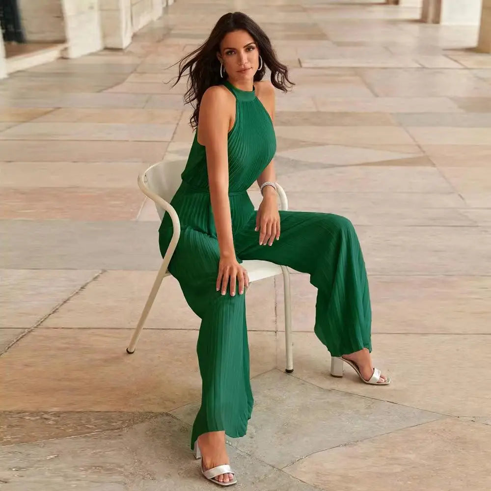 Stylish Halter Neck Wide-Leg Jumpsuit