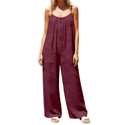 Flowy Backless Wide Leg Spaghetti Strap Jumpsuit