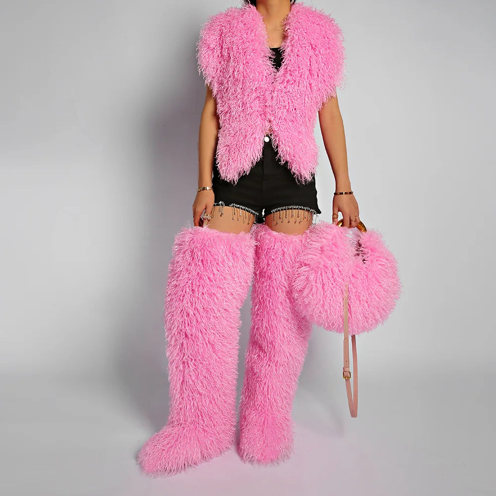 The Spice Girl Round Faux Fur Ring Bag