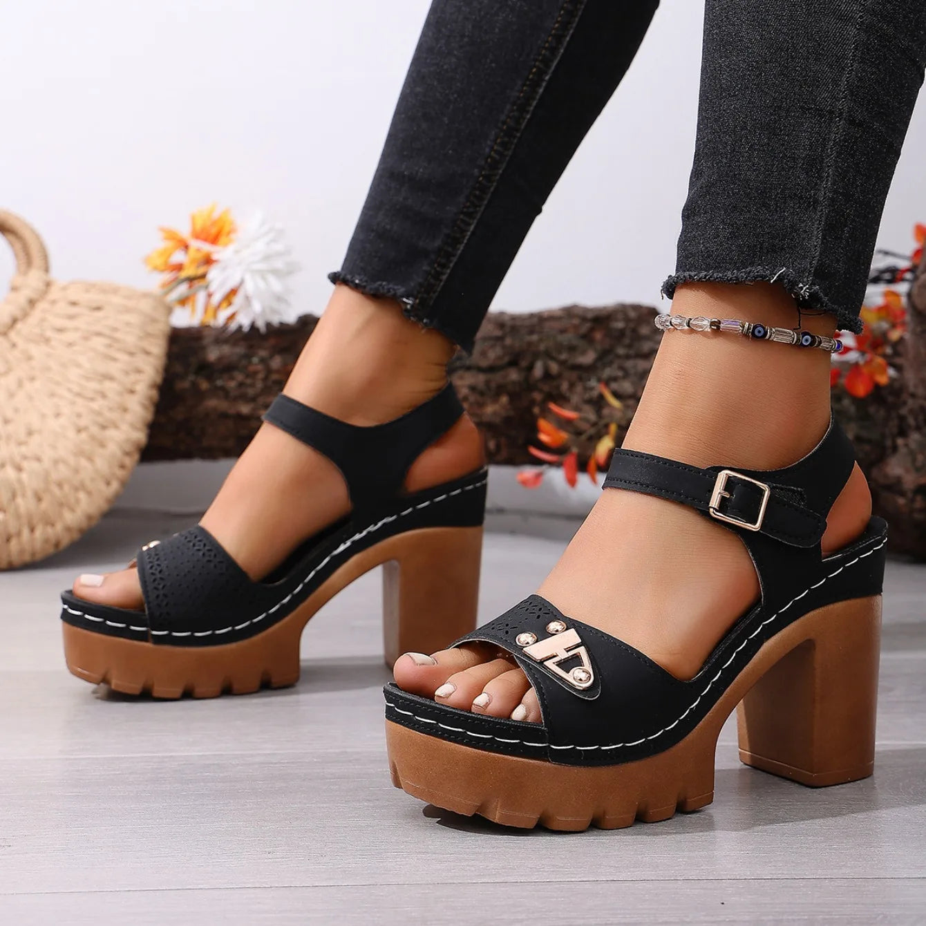Chic Adjustable Strap Wedge Sandals