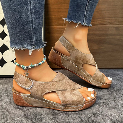 Casual Style Colorblock Wedge Sandals