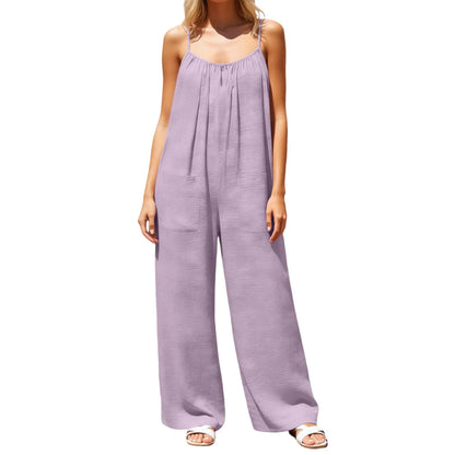 Flowy Backless Wide Leg Spaghetti Strap Jumpsuit