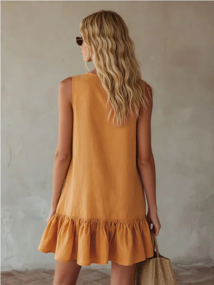 Sunset Tie-Front Ruffle Mini Dress