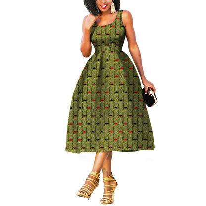 Elegant Sleeveless African Print Dress - Prolyf Styles