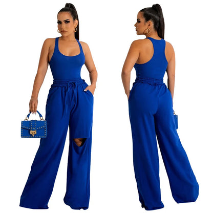 Casual Two Piece Wide Leg Set