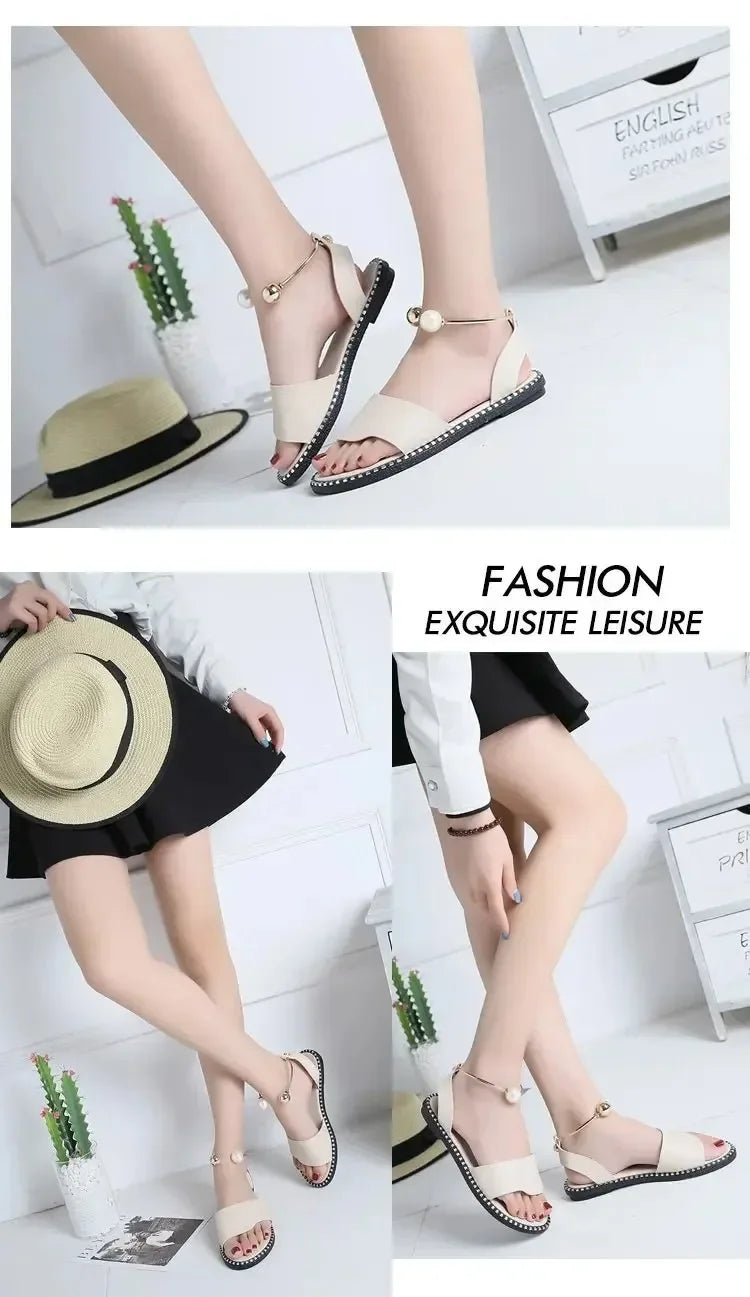 Pearly Bead Slingback Sandals