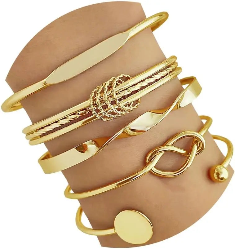 Modern Geometric Stackable Bangle Bracelet Set