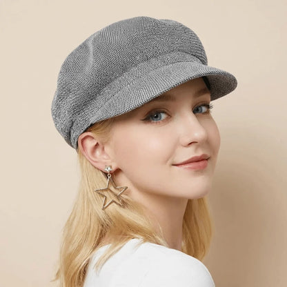 Breathable Woven Visor Newsboy Cap