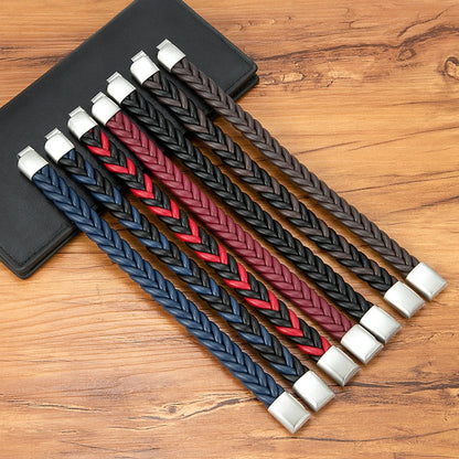 Braided Leather Cuff Bracelet for Men