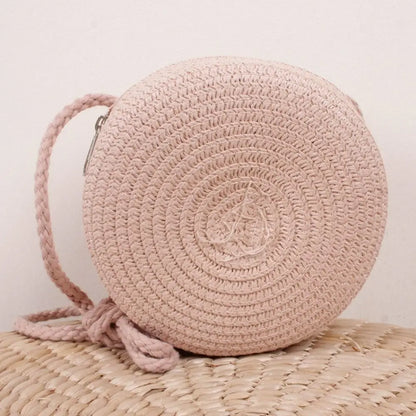 Handmade Round Rattan Crossbody Bag