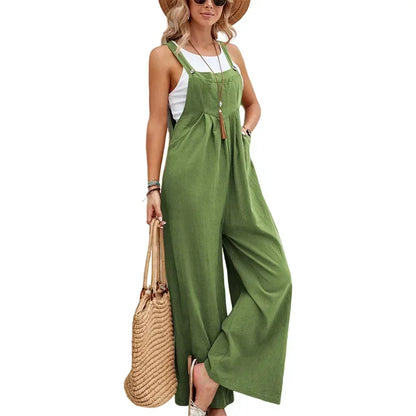 Wide Leg Loose Suspender Jumpsuit