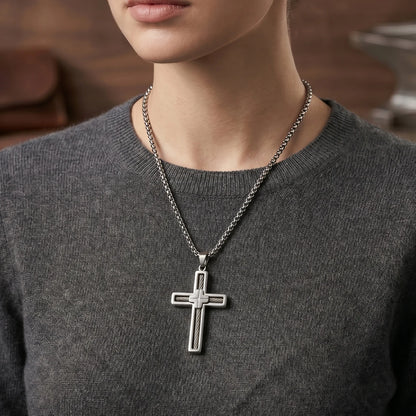 Urban Steel Wire Cross Pendant Necklace