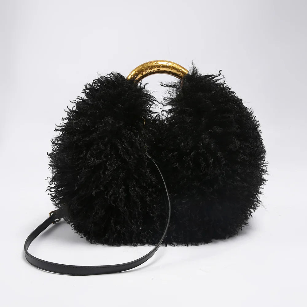 The Spice Girl Round Faux Fur Ring Bag