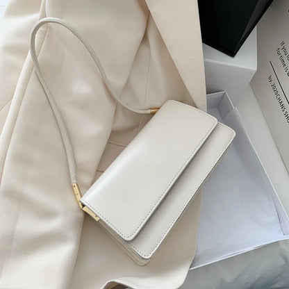 Minimalist Leather Baguette Shoulder Bag