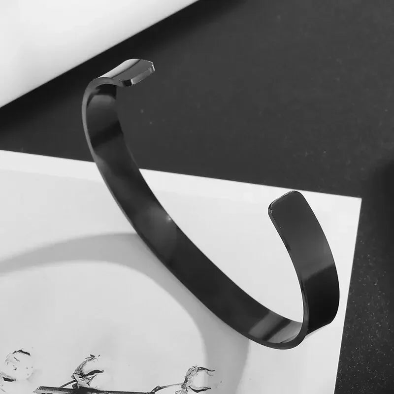 Polished Steel Open Cuff Bangle