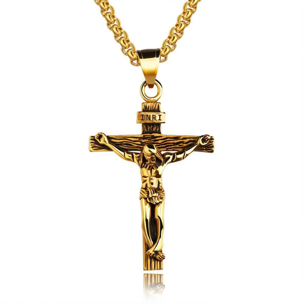 Stainless Steel Crucifix Pendant Necklace