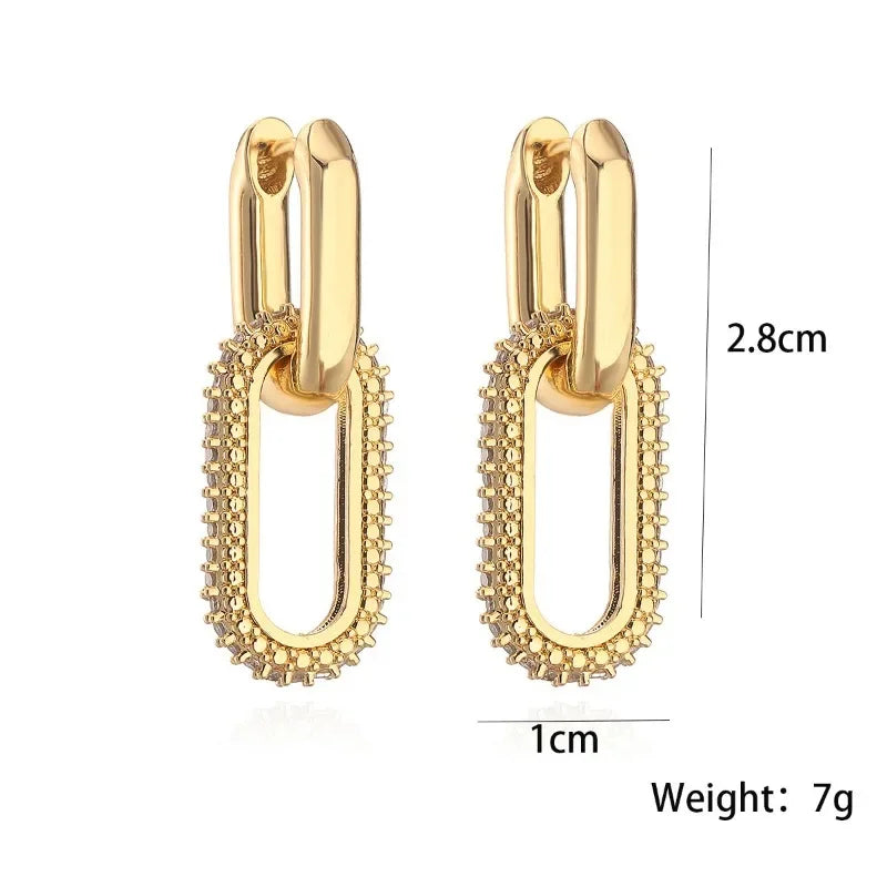 Luminous Spark Rectangle Zircon Earrings