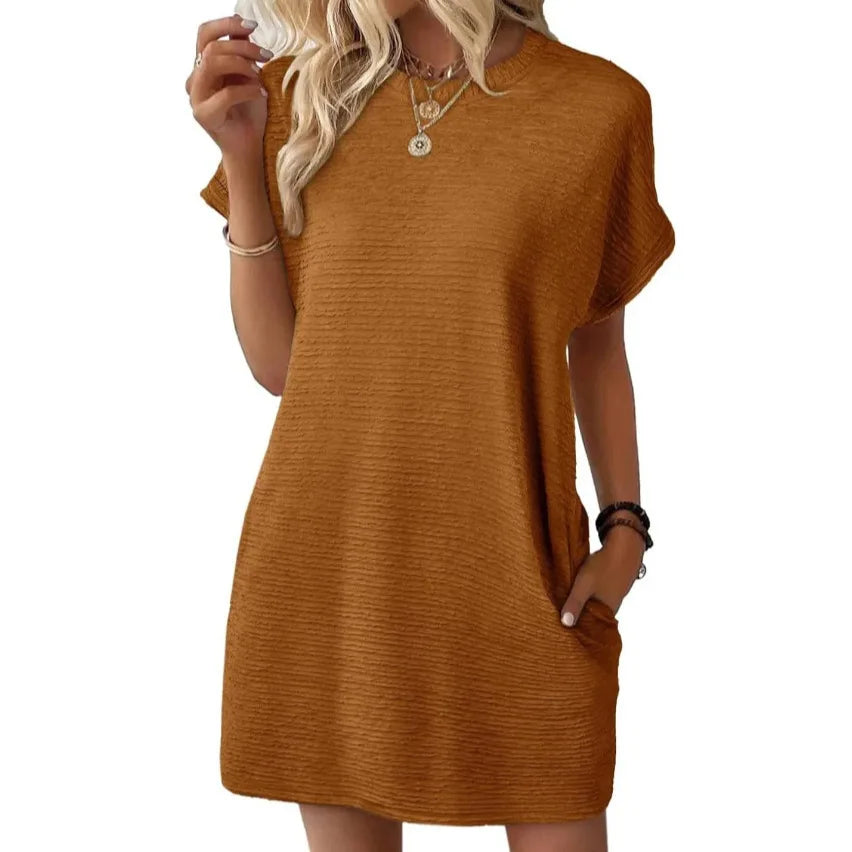Relaxed Short Sleeve Mini Dress