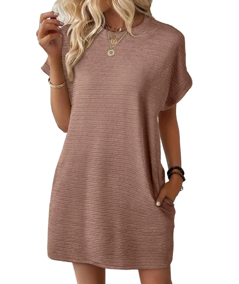 Relaxed Short Sleeve Mini Dress