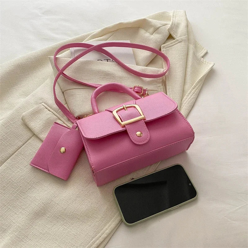 Structured Buckle Top-Handle Mini Bag