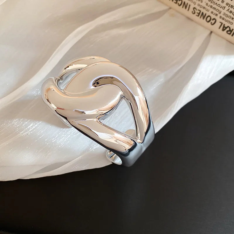 Irregular Geometric Glossy Opening Bangle