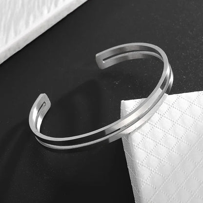 Polished Steel Open Cuff Bangle