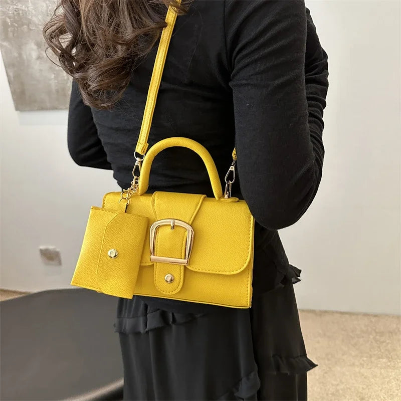 Structured Buckle Top-Handle Mini Bag