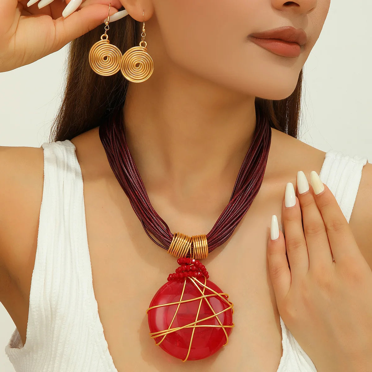 Hand-Woven Resin & Aluminum Statement Set