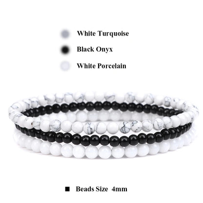 3Pcs Stacked Natural Stone Bracelet Set