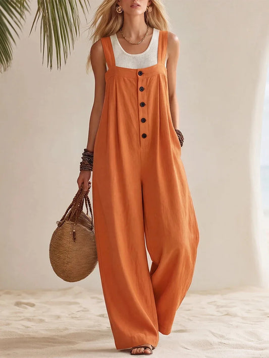 Sundrift Wide-Leg Button Overalls