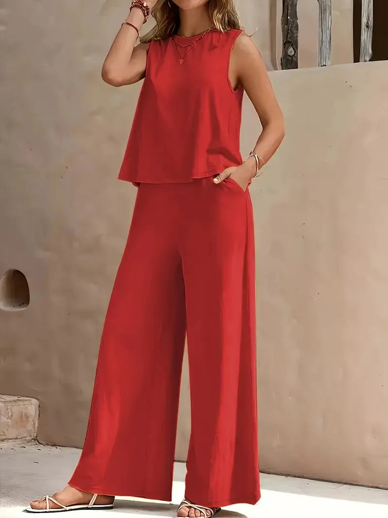 Serene Breeze Wide-Leg Two-Piece Set