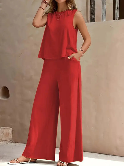 Serene Breeze Wide-Leg Two-Piece Set