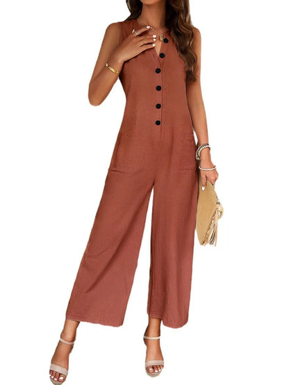 Chic Sleeveless Wide Leg Jumpsuit