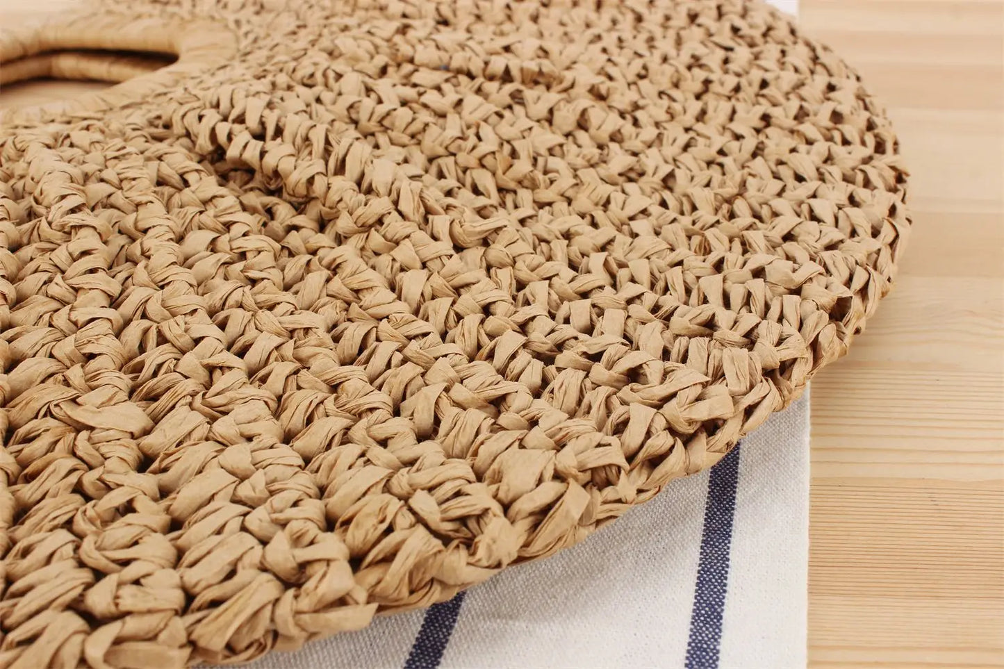 Handmade Half Moon Straw Tote Bag