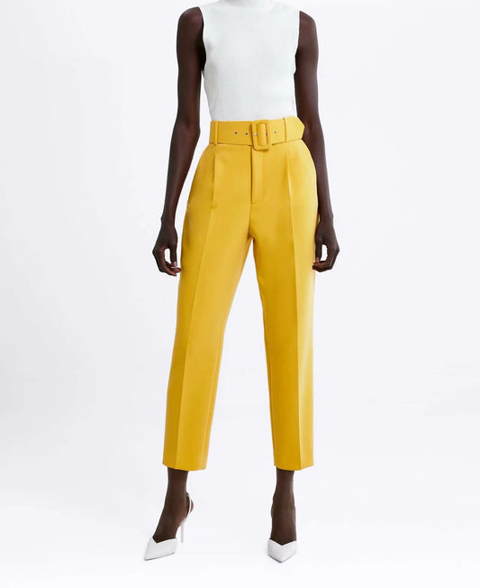 High Waisted Workwear Belted Pants
