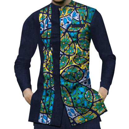 Casual 100% Cotton Mens African  Print Shirt