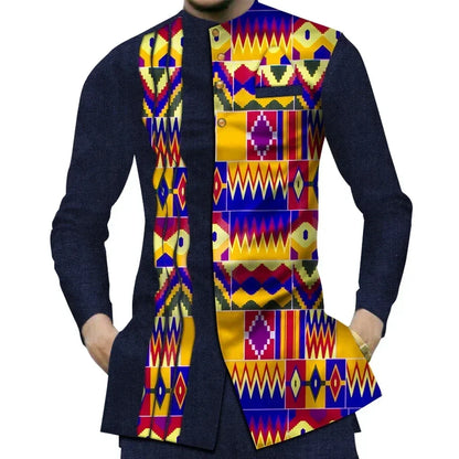 Casual 100% Cotton Mens African  Print Shirt